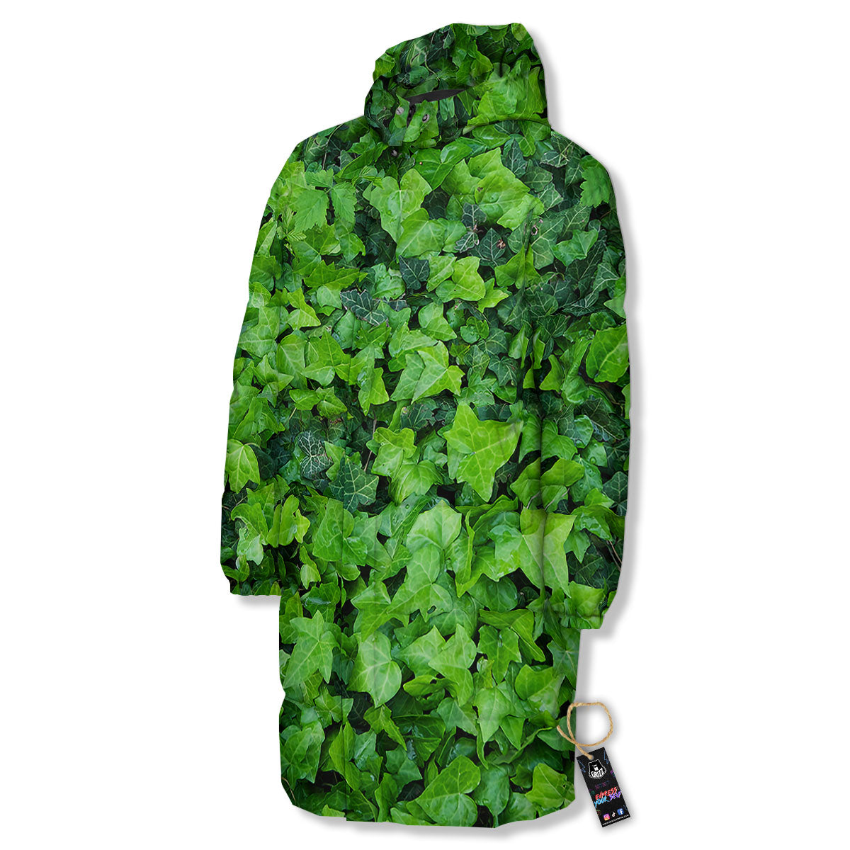 Ivy Wall Green Print Long Down Jacket-grizzshop