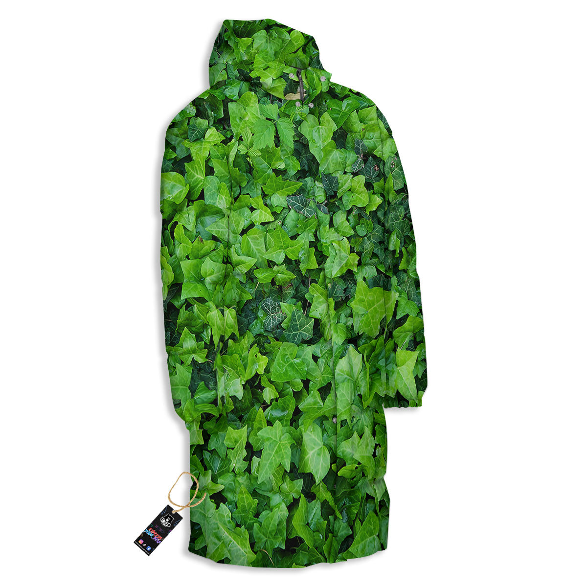 Ivy Wall Green Print Long Down Jacket-grizzshop