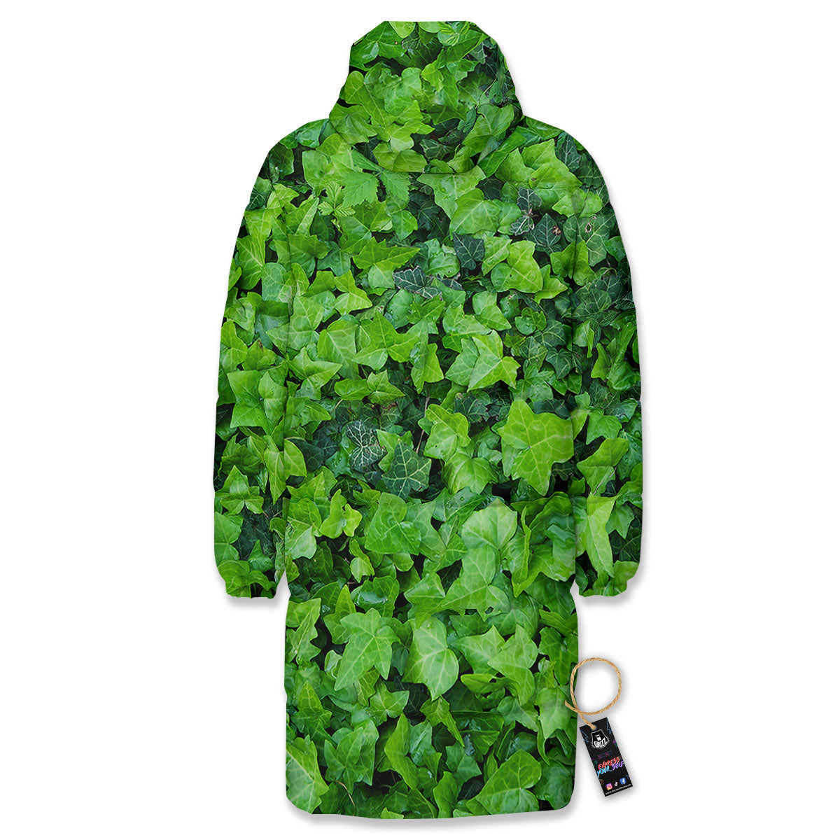 Ivy Wall Green Print Long Down Jacket-grizzshop