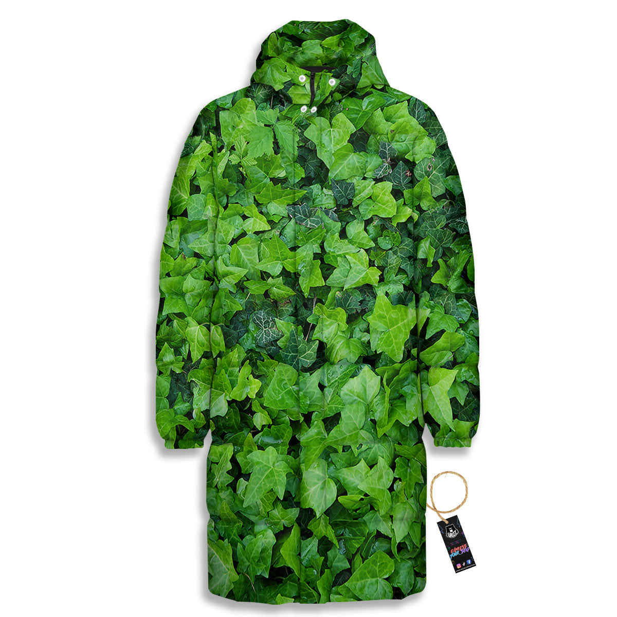 Ivy Wall Green Print Long Down Jacket-grizzshop
