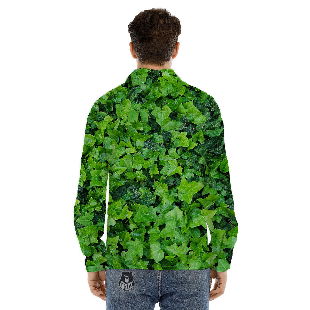 Ivy Wall Green Print Men's Dress Shirts-grizzshop