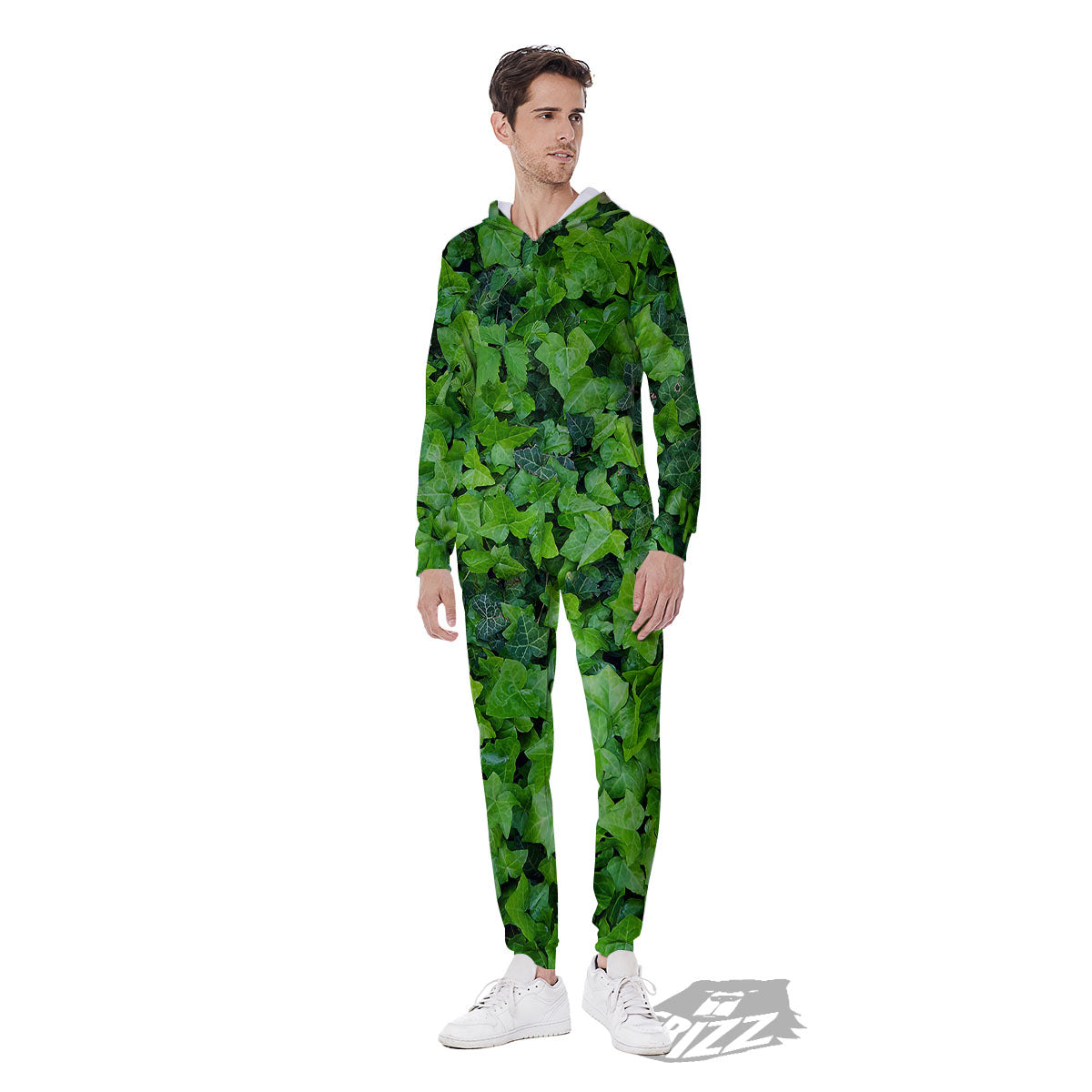 Ivy Wall Green Print Men's Jumpsuit-grizzshop