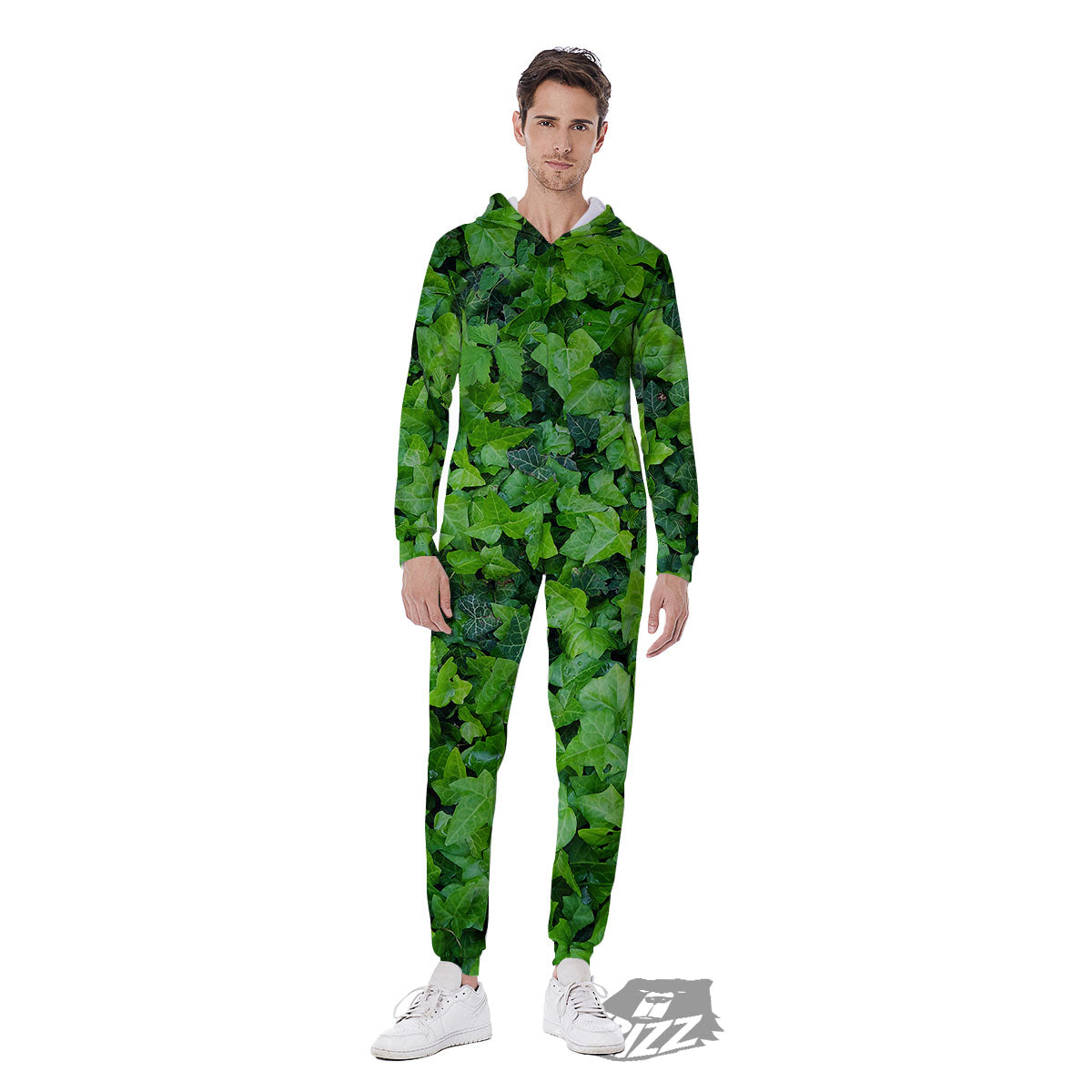 Ivy Wall Green Print Men's Jumpsuit-grizzshop