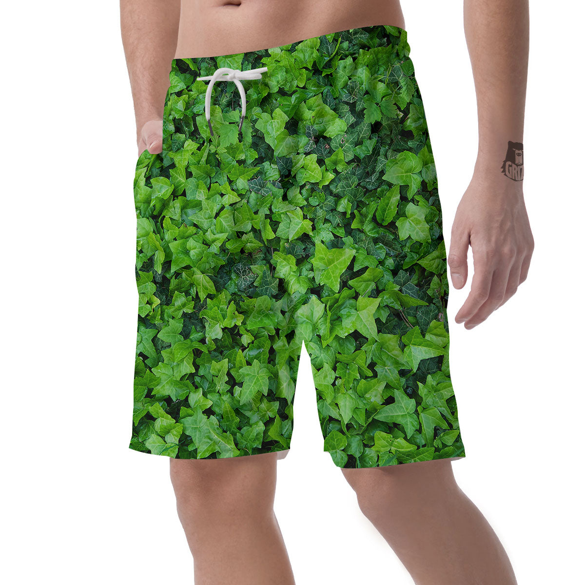 Ivy Wall Green Print Men's Shorts-grizzshop