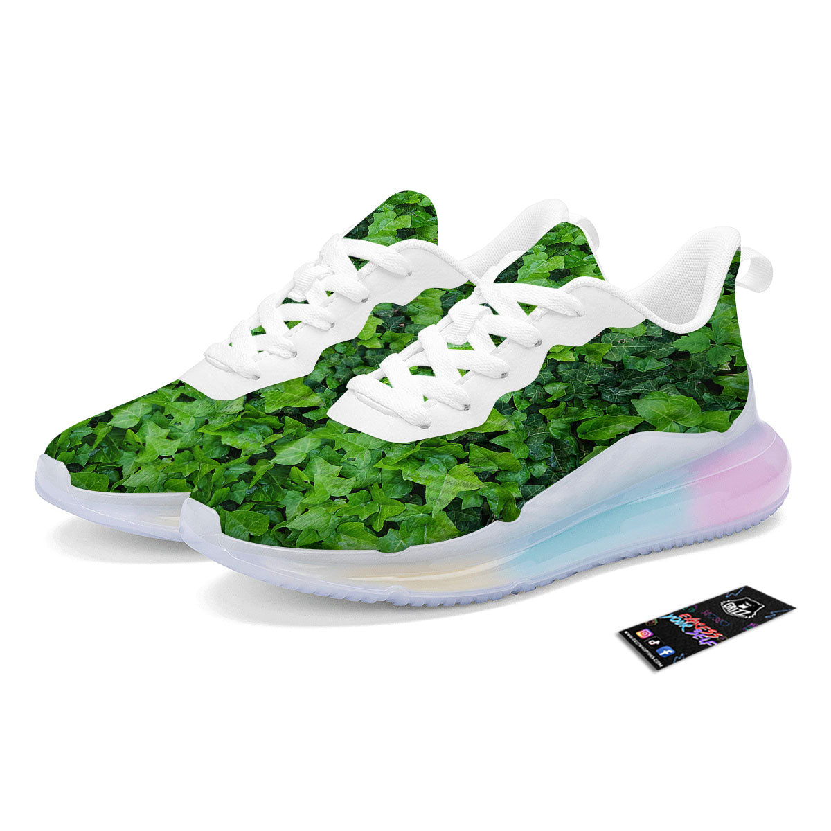 Ivy Wall Green Print Running Sneakers-grizzshop