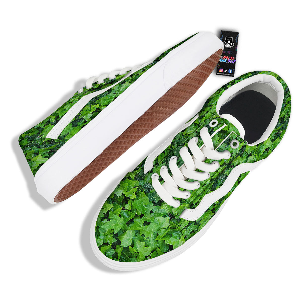 Ivy Wall Green Print Skate Shoes-grizzshop