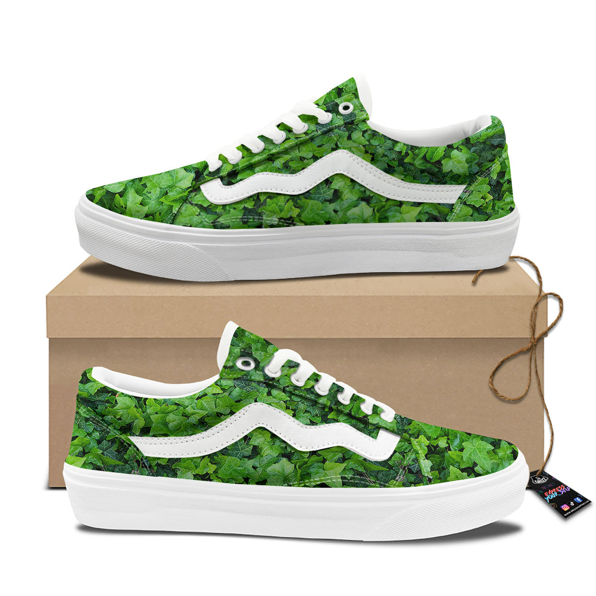 Ivy Wall Green Print Skate Shoes-grizzshop