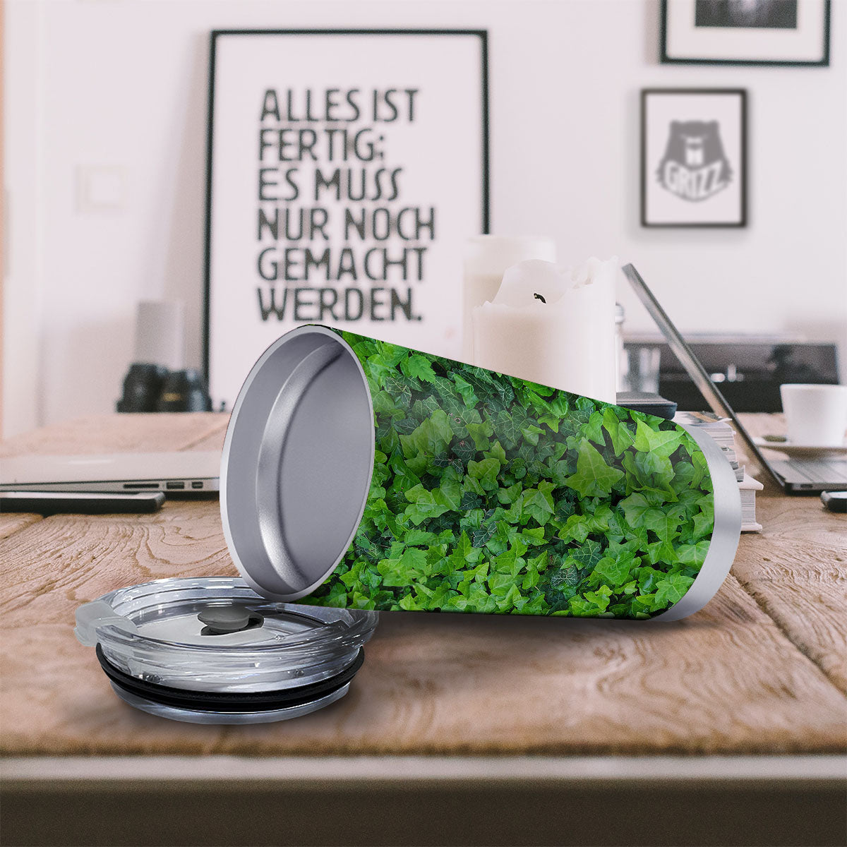 Ivy Wall Green Print Tumbler-grizzshop