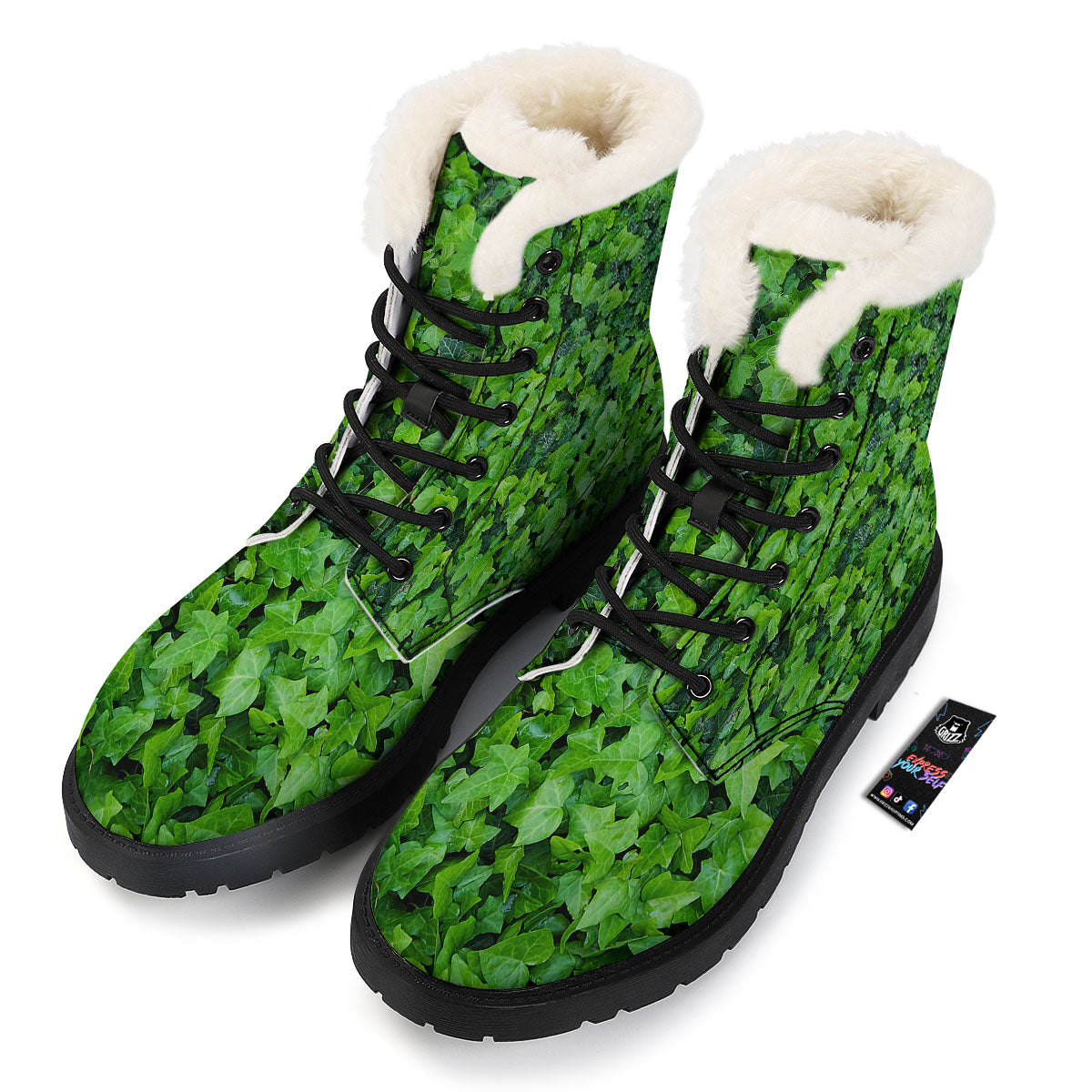 Ivy Wall Green Print Winter Boots-grizzshop
