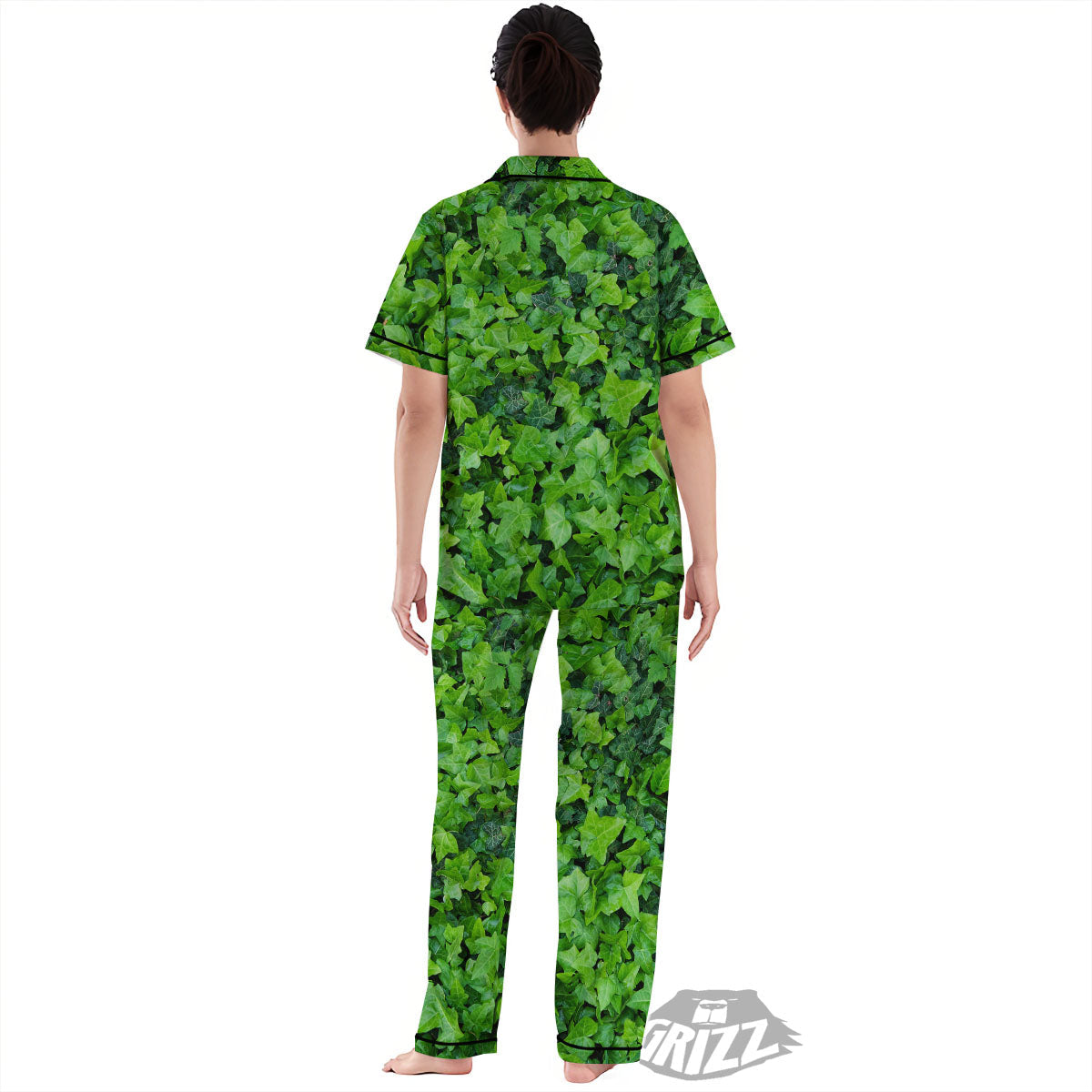 Ivy Wall Green Print Women's Pajamas Set-grizzshop