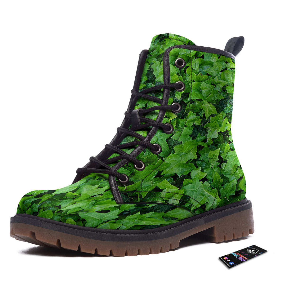 Ivy Wall Green Print Work Boots-grizzshop