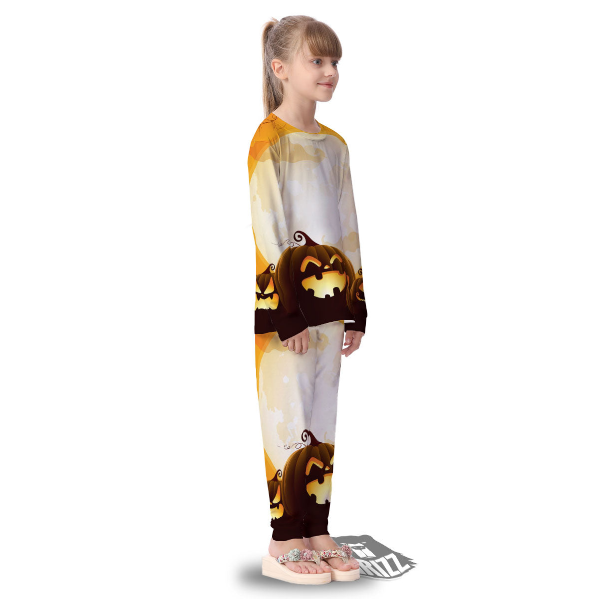 Jack-O'-Lantern Pumpkin Halloween Print Kid's Pajamas-grizzshop
