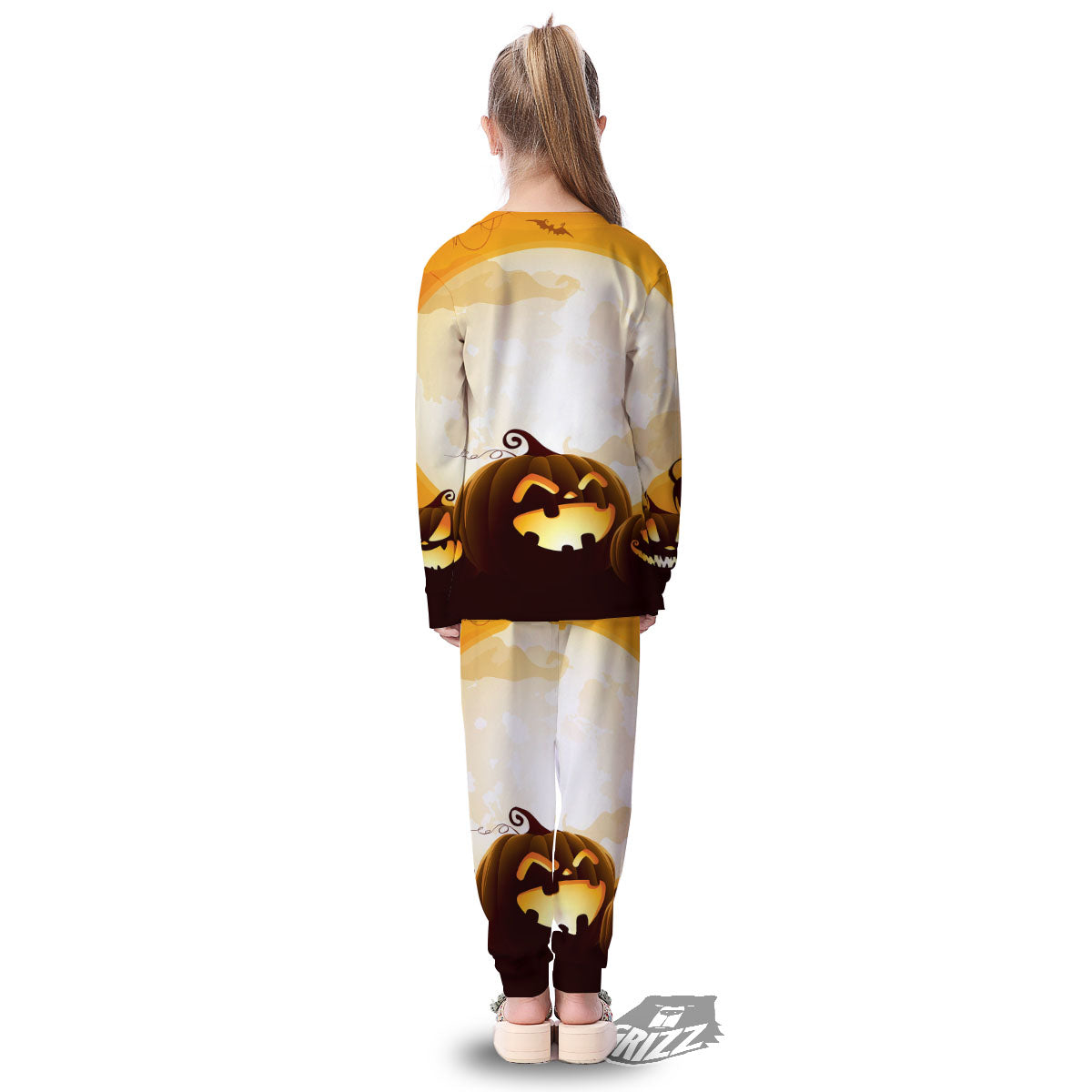 Jack-O'-Lantern Pumpkin Halloween Print Kid's Pajamas-grizzshop
