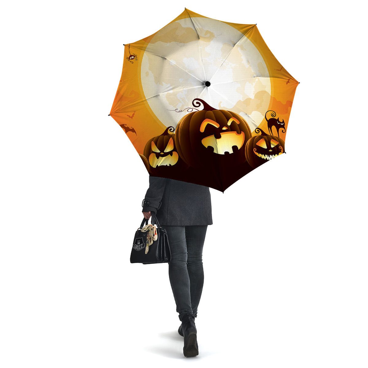 Jack-O'-Lantern Pumpkin Halloween Print Umbrella-grizzshop