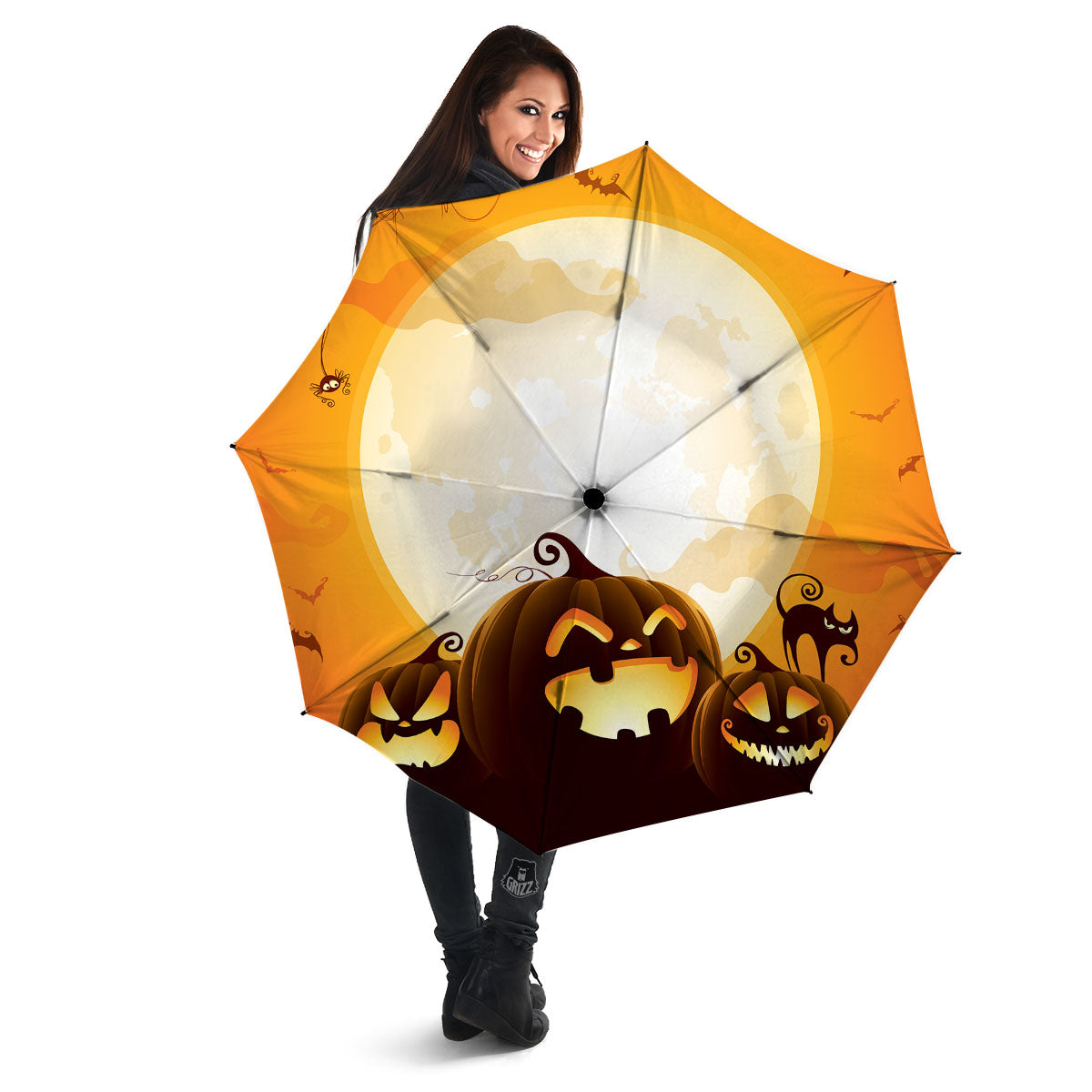 Jack-O'-Lantern Pumpkin Halloween Print Umbrella-grizzshop