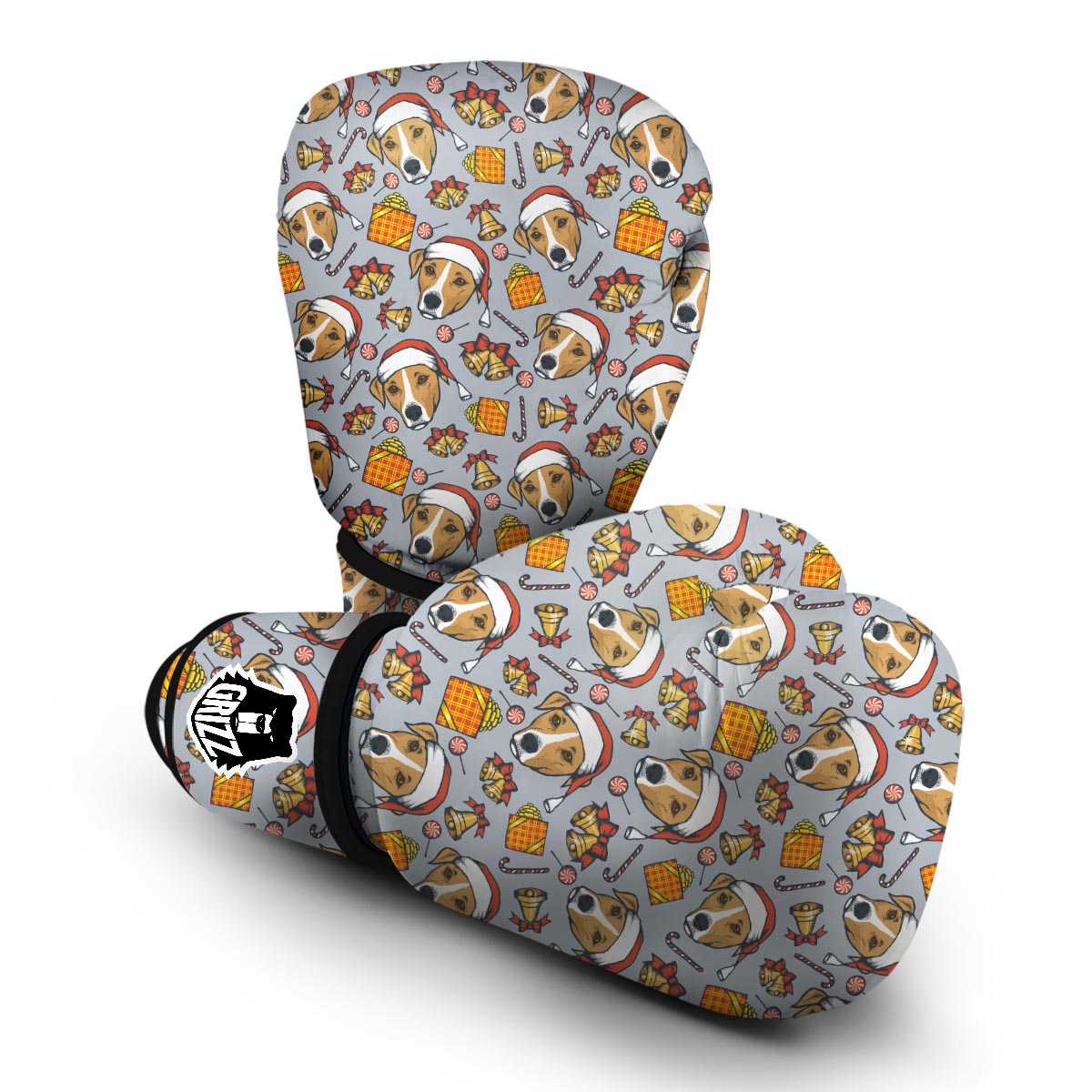 Jack Russell Dog Christmas Pattern Print Boxing Gloves-grizzshop