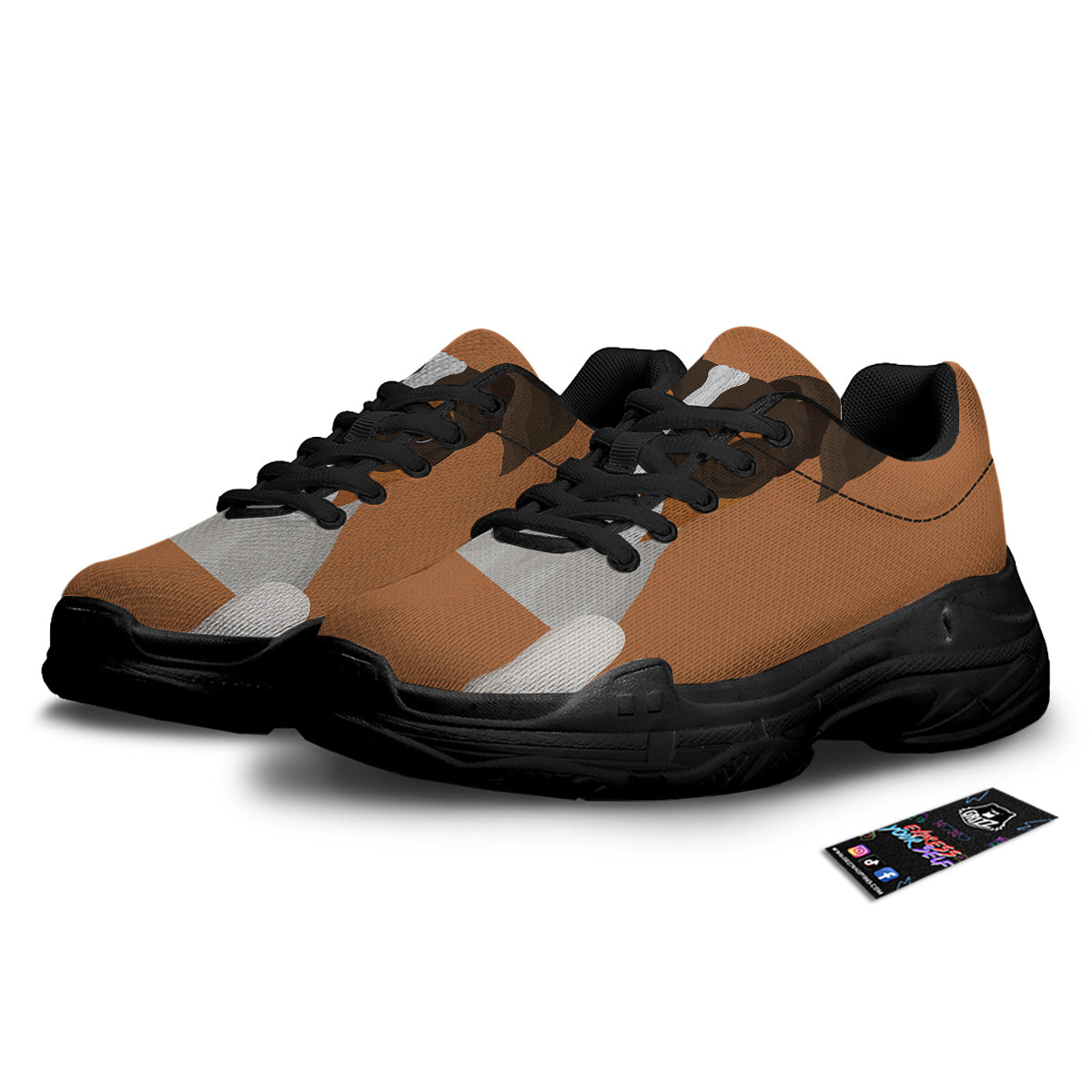 Jack Russell Terrier Cartoon Print Black Chunky Shoes-grizzshop