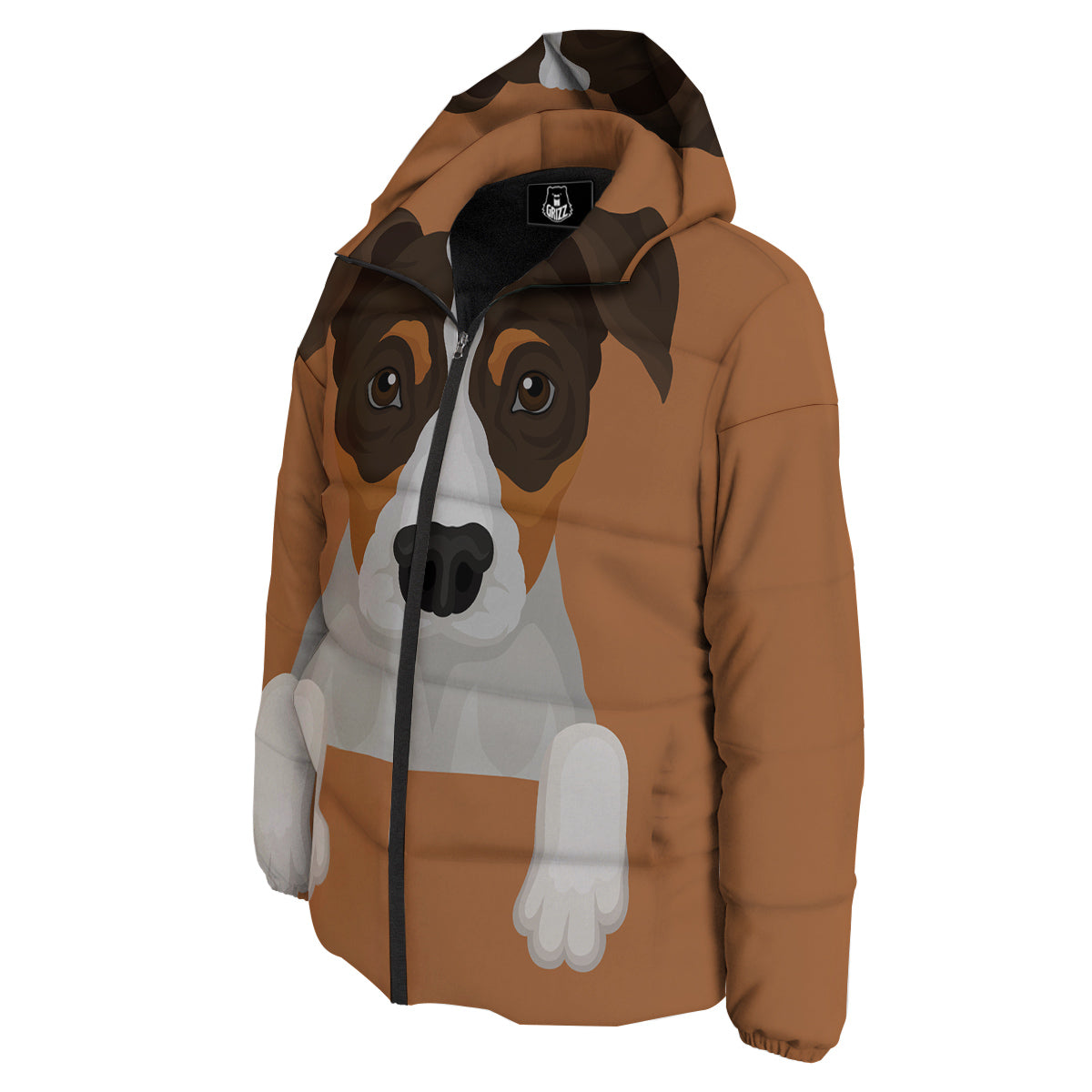 Jack Russell Terrier Cartoon Print Down Jacket-grizzshop