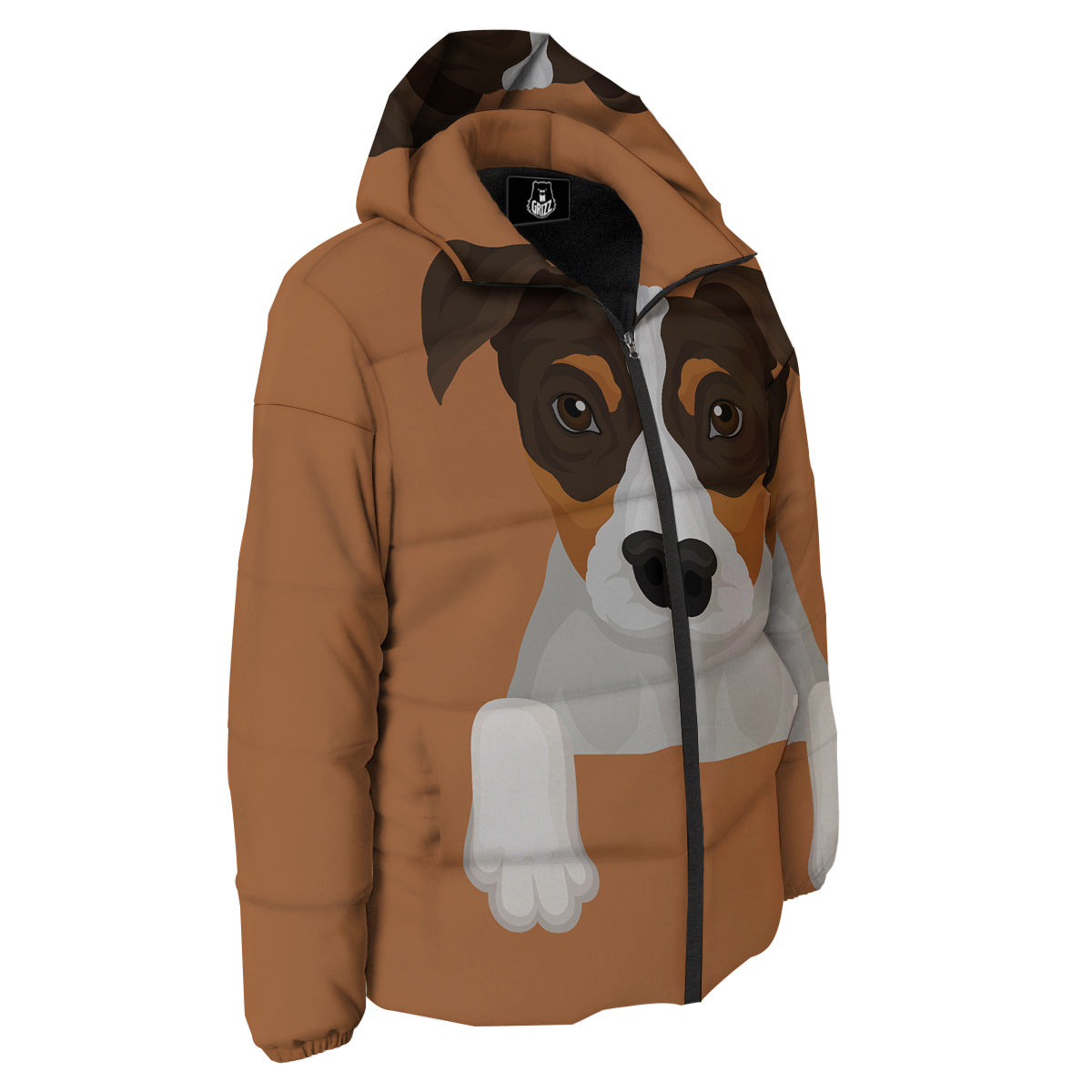 Jack Russell Terrier Cartoon Print Down Jacket-grizzshop