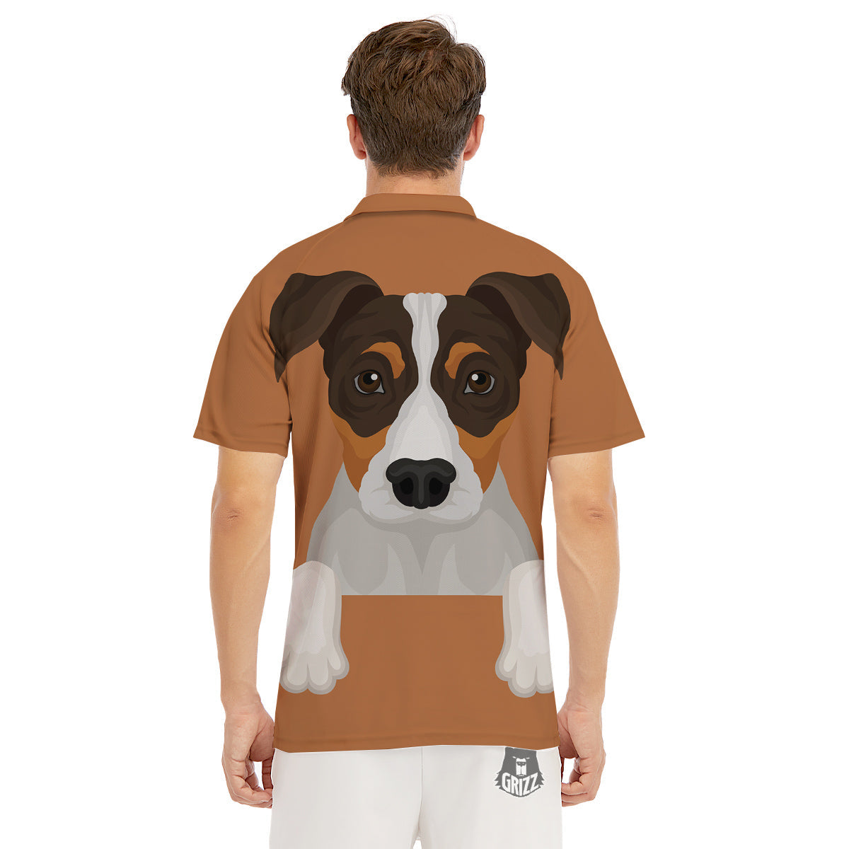 Jack Russell Terrier Cartoon Print Men's Golf Shirts-grizzshop