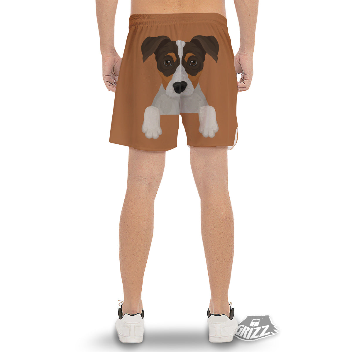 Jack Russell Terrier Cartoon Print Men's Gym Shorts-grizzshop