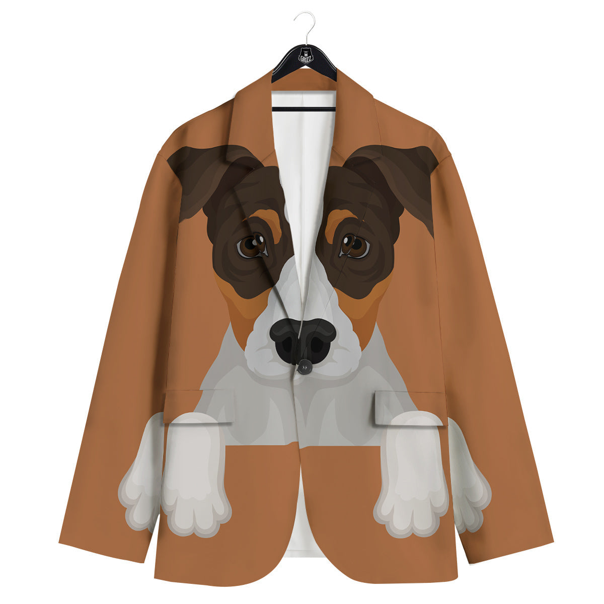 Jack Russell Terrier Cartoon Print Men's Sport Coat-grizzshop