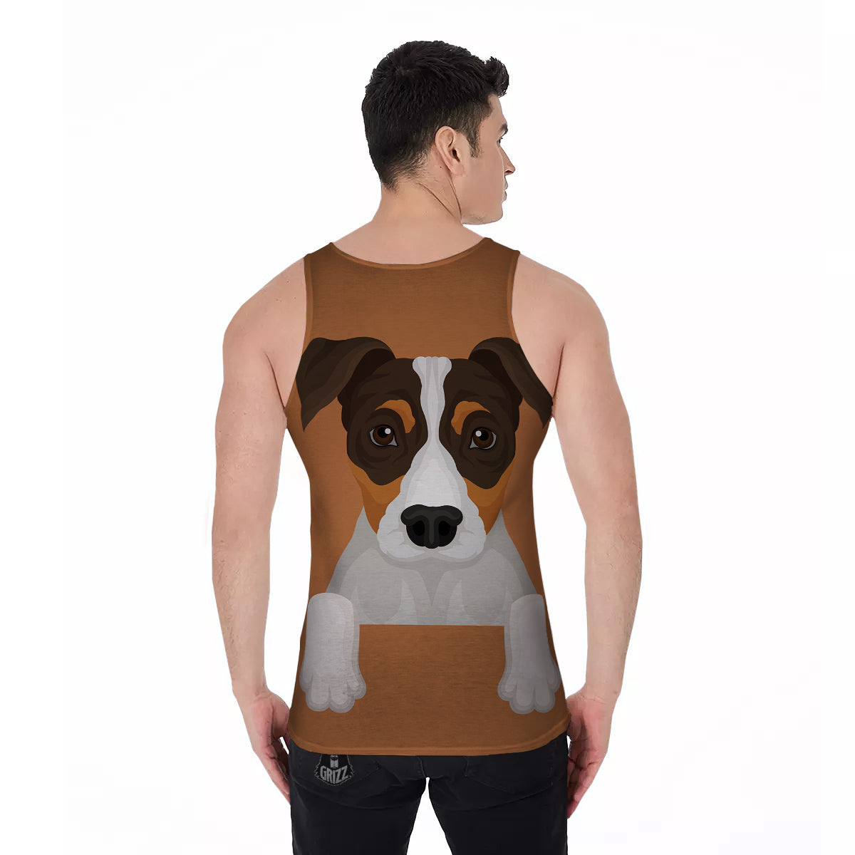 Jack Russell Terrier Cartoon Print Men's Tank Top-grizzshop