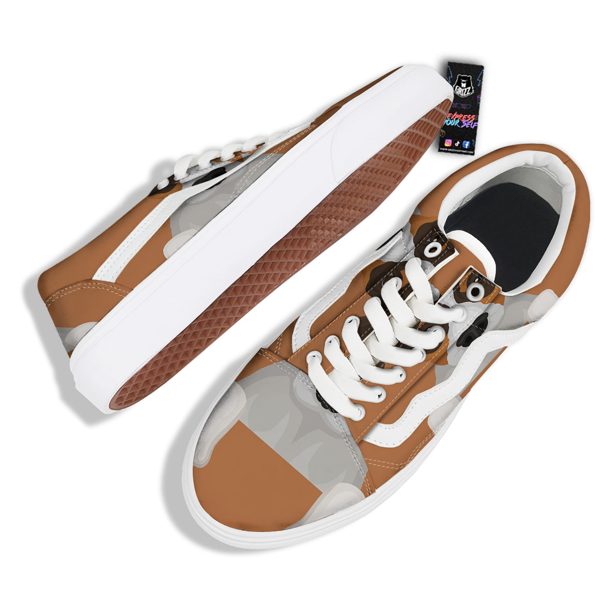 Jack Russell Terrier Cartoon Print Skate Shoes-grizzshop
