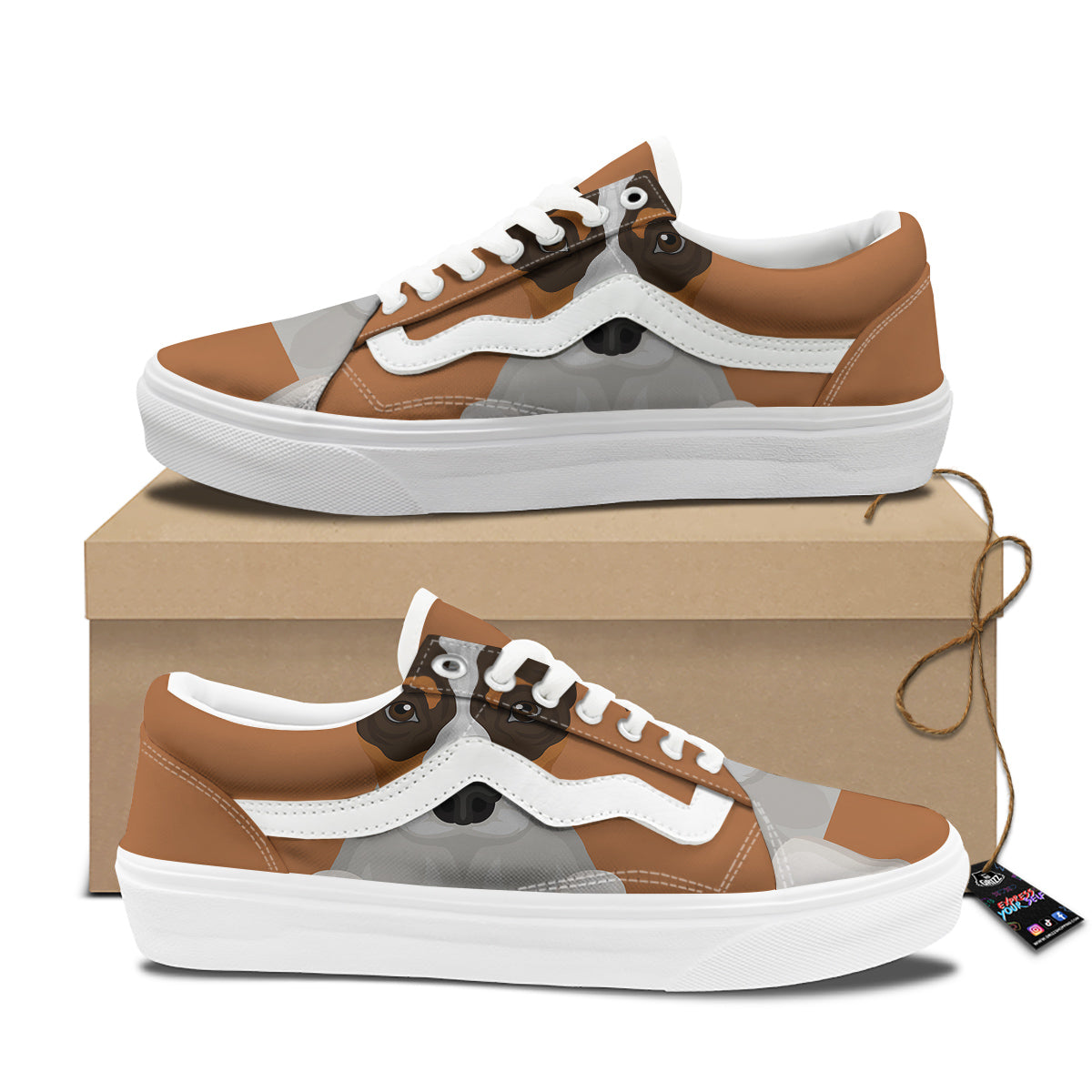 Jack Russell Terrier Cartoon Print Skate Shoes-grizzshop