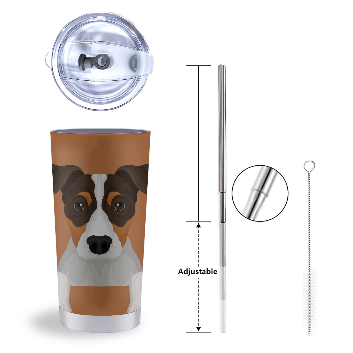 Jack Russell Terrier Cartoon Print Tumbler-grizzshop