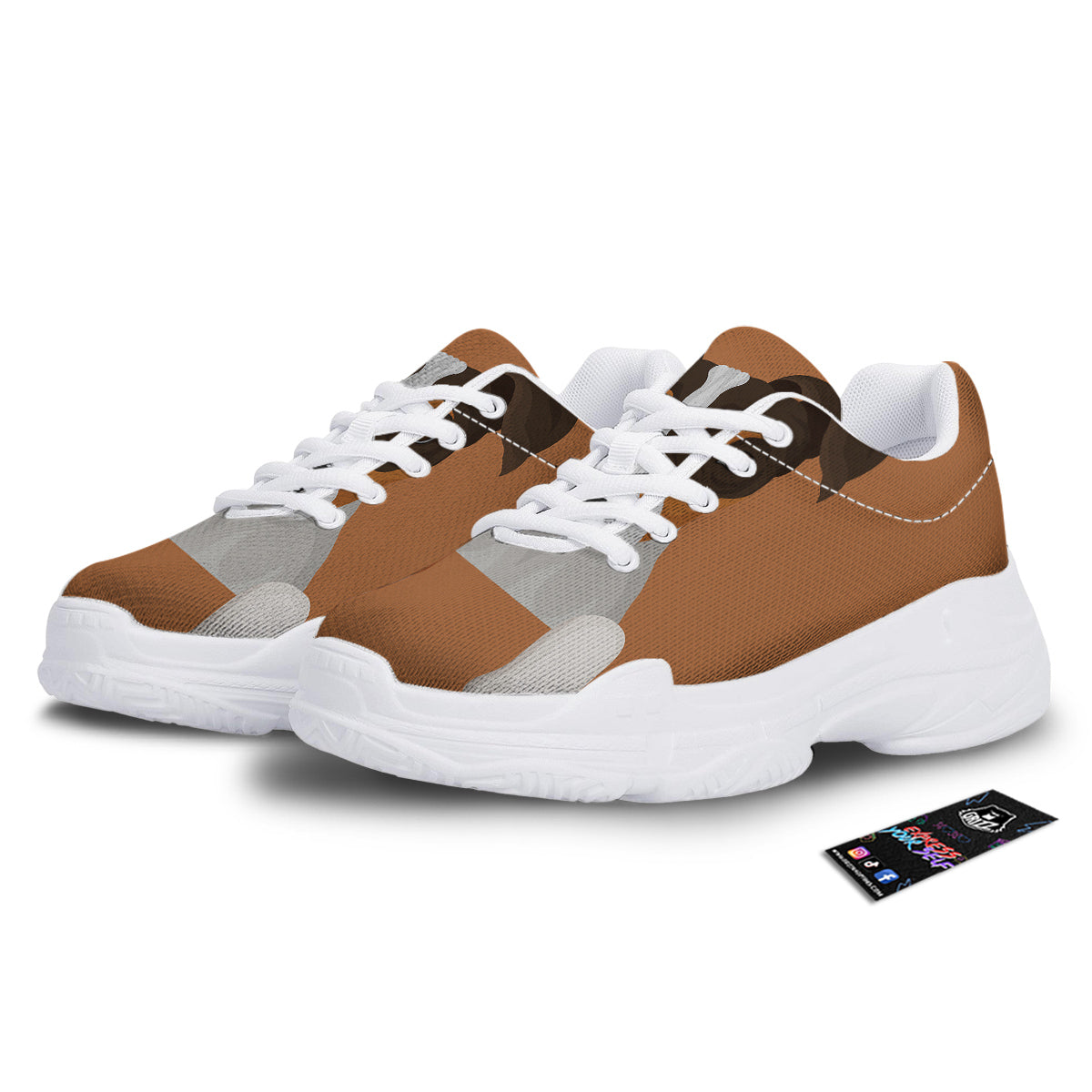 Jack Russell Terrier Cartoon Print White Chunky Shoes-grizzshop