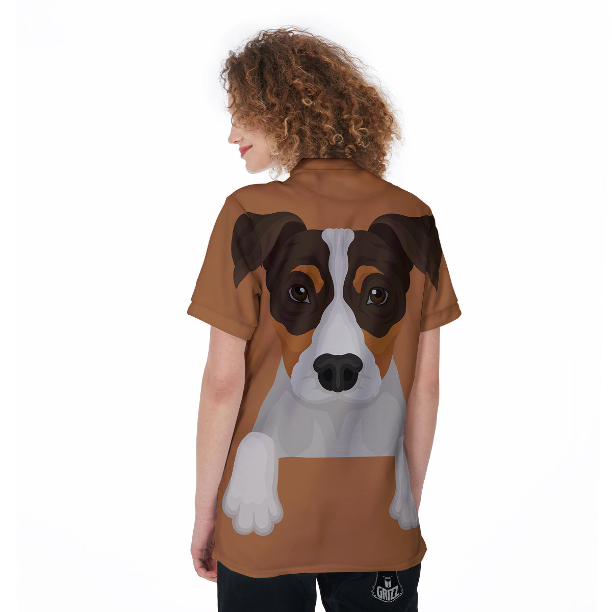 Jack Russell Terrier Cartoon Print Women's Golf Shirts-grizzshop