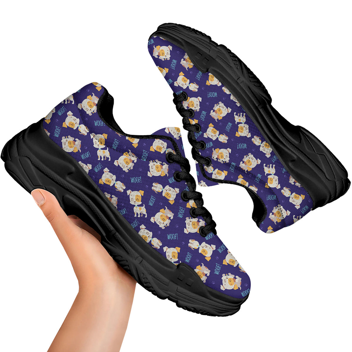 Jack Russell Terrier Cute Print Pattern Black Chunky Shoes-grizzshop