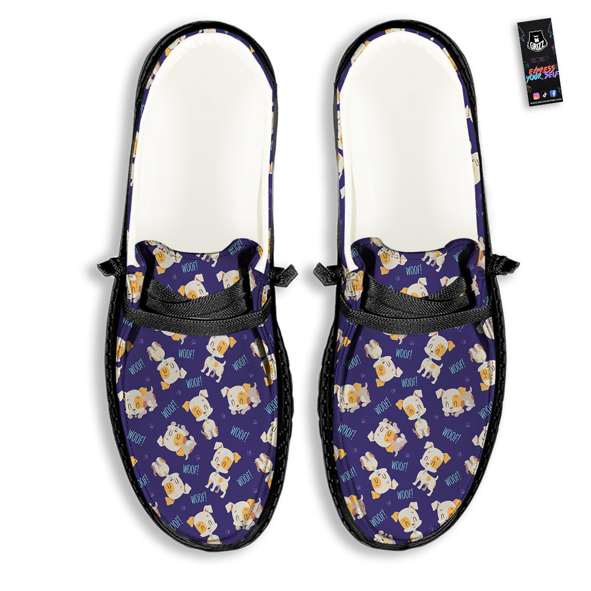 Jack Russell Terrier Cute Print Pattern Black Loafers-grizzshop