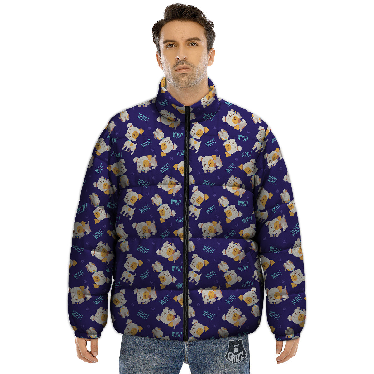 Jack Russell Terrier Cute Print Pattern Puffer Jacket-grizzshop