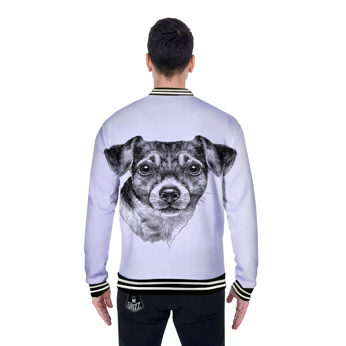 Jack Russell Terrier Drawing Print Baseball Jacket-grizzshop