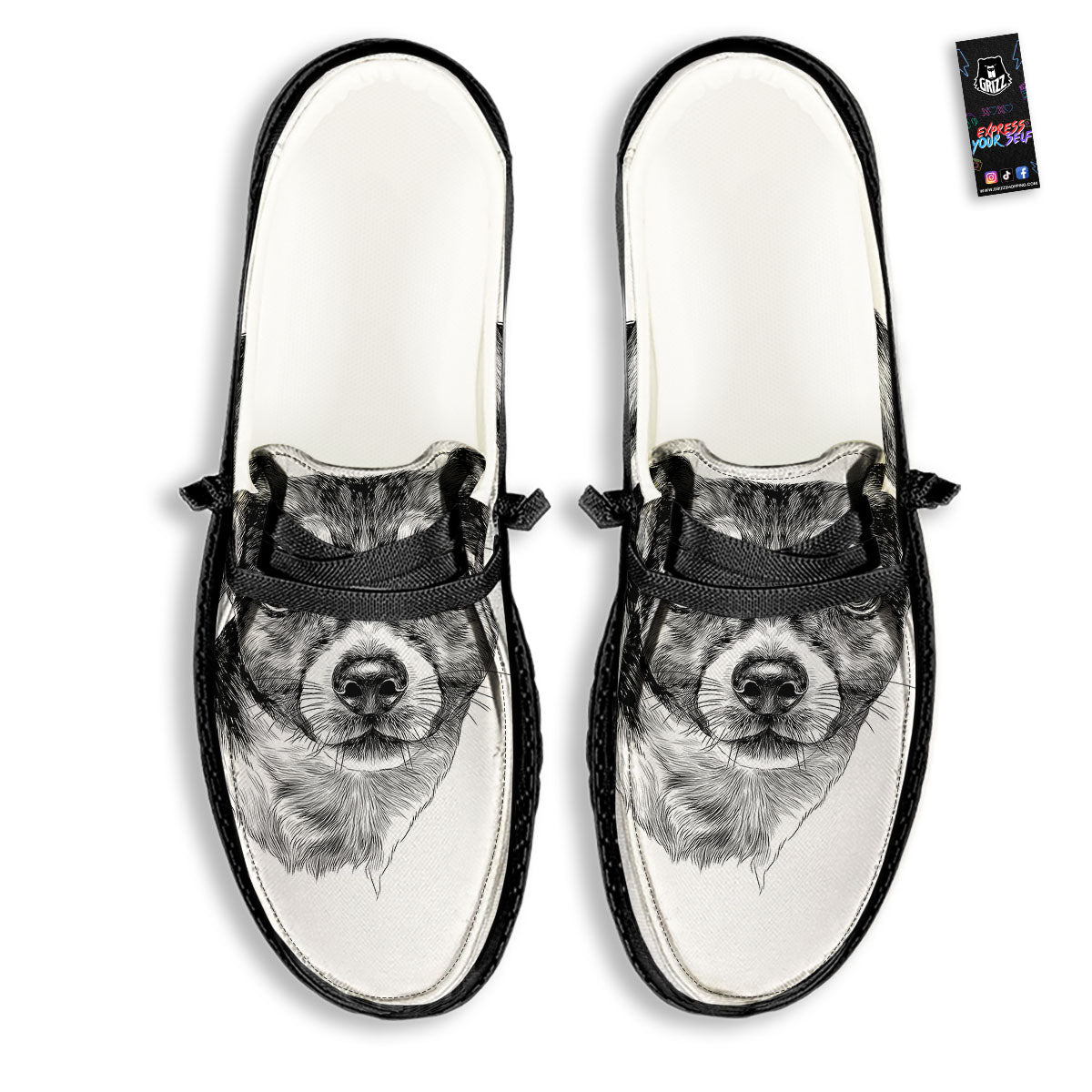 Jack Russell Terrier Drawing Print Black Loafers-grizzshop