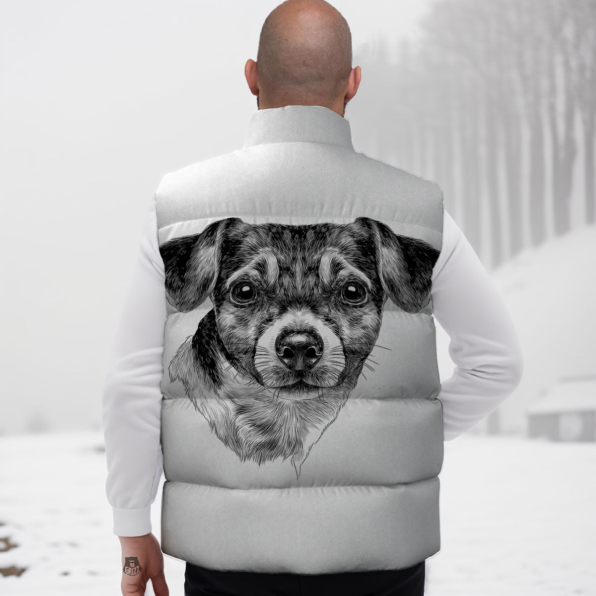 Jack Russell Terrier Drawing Print Down Vest