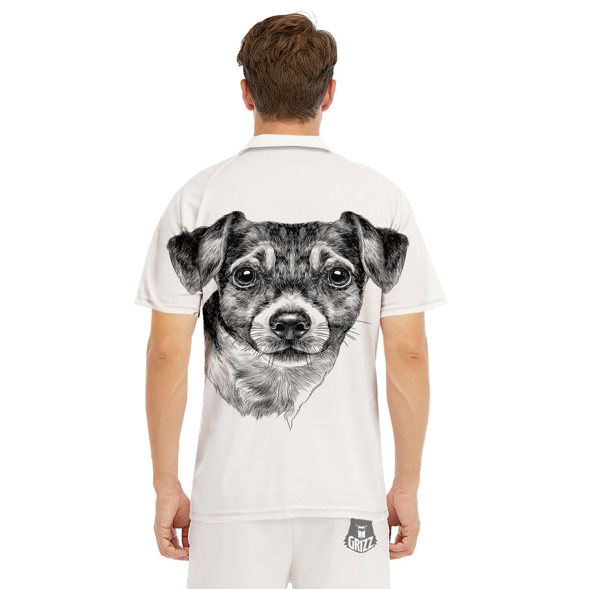 Jack Russell Terrier Drawing Print Men's Golf Shirts-grizzshop