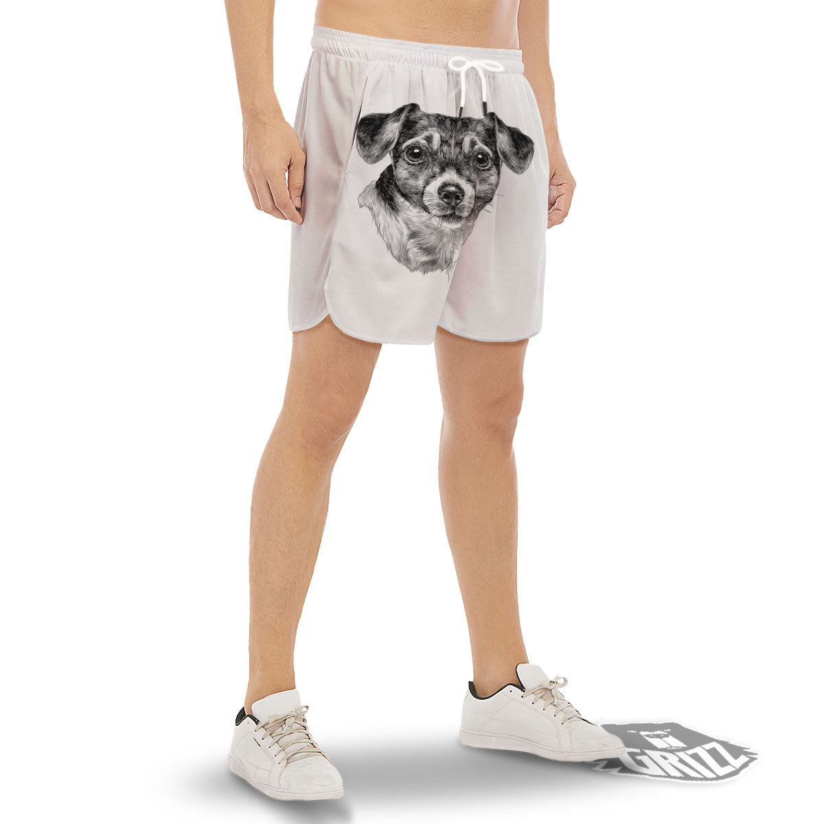 Jack Russell Terrier Drawing Print Men's Gym Shorts-grizzshop