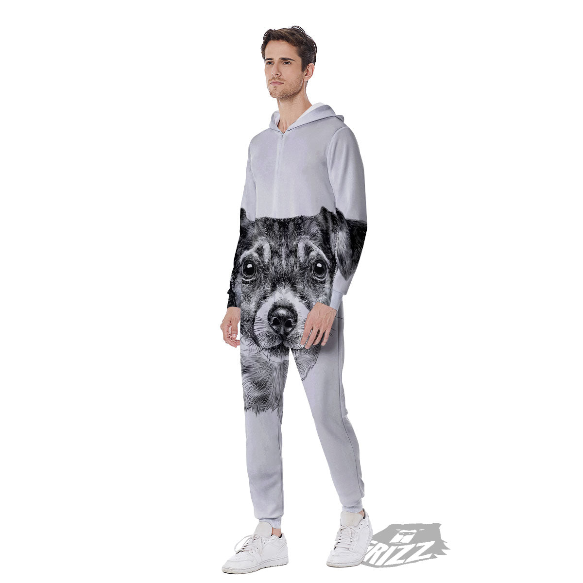 Jack Russell Terrier Drawing Print Men's Jumpsuit-grizzshop