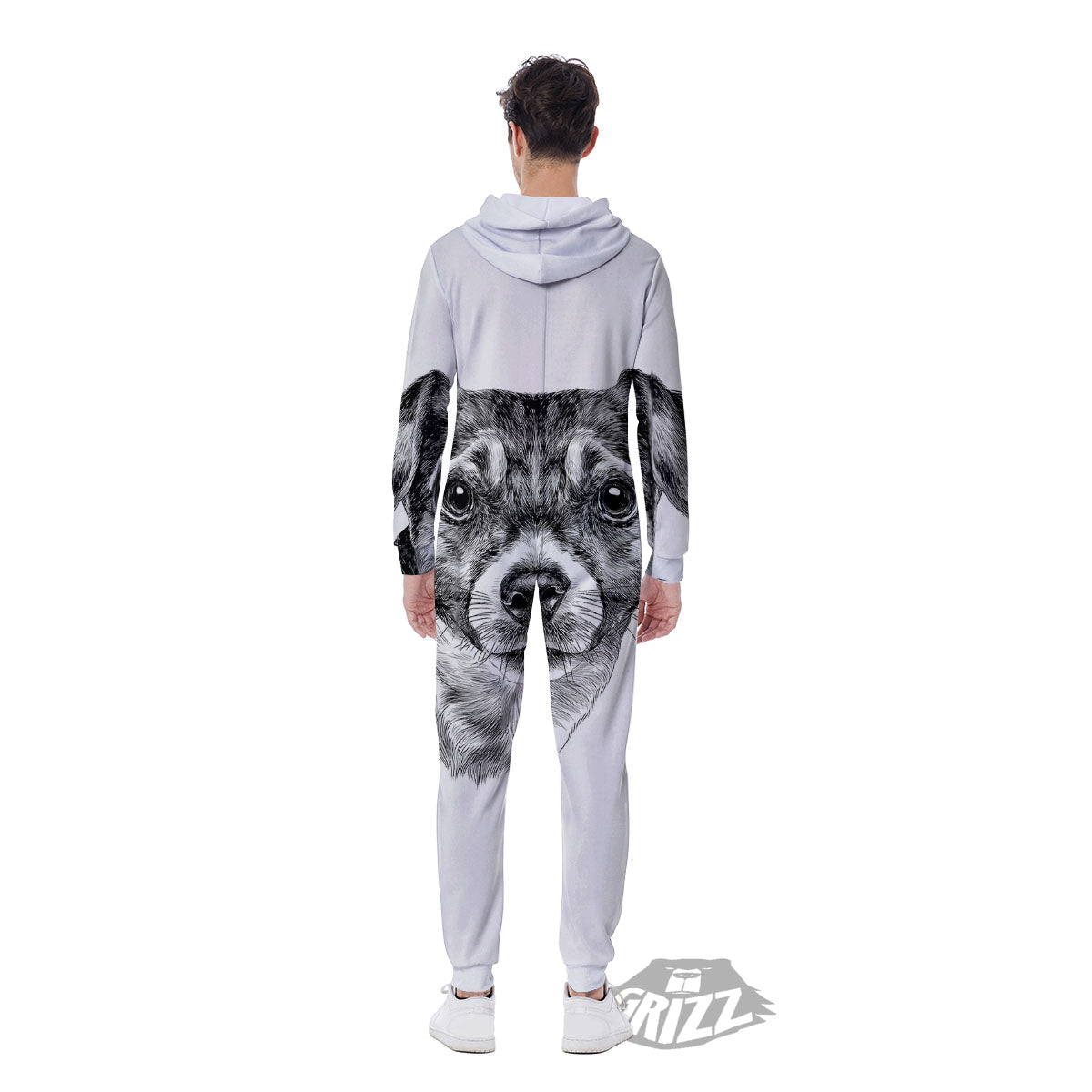 Jack Russell Terrier Drawing Print Men's Jumpsuit-grizzshop