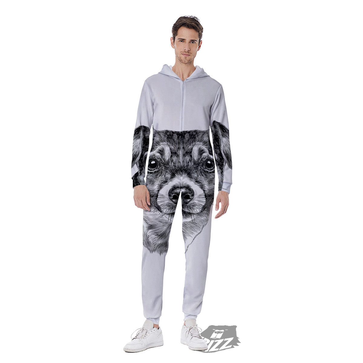 Jack Russell Terrier Drawing Print Men's Jumpsuit-grizzshop