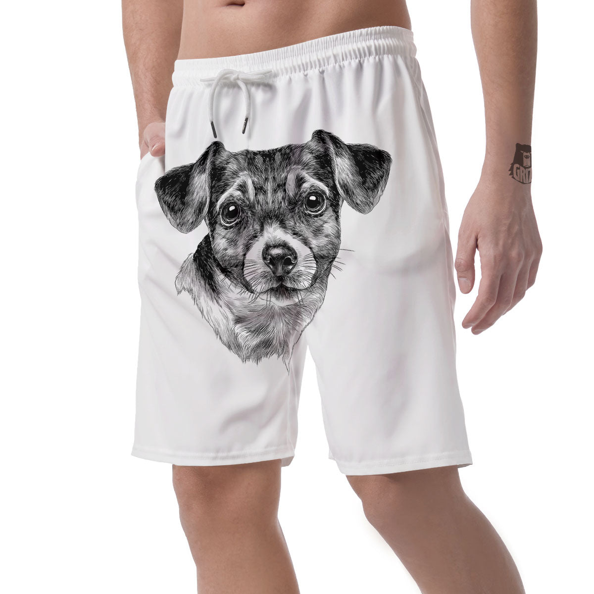 Jack Russell Terrier Drawing Print Men's Shorts-grizzshop