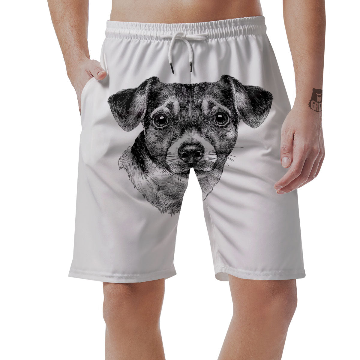 Jack Russell Terrier Drawing Print Men's Shorts-grizzshop
