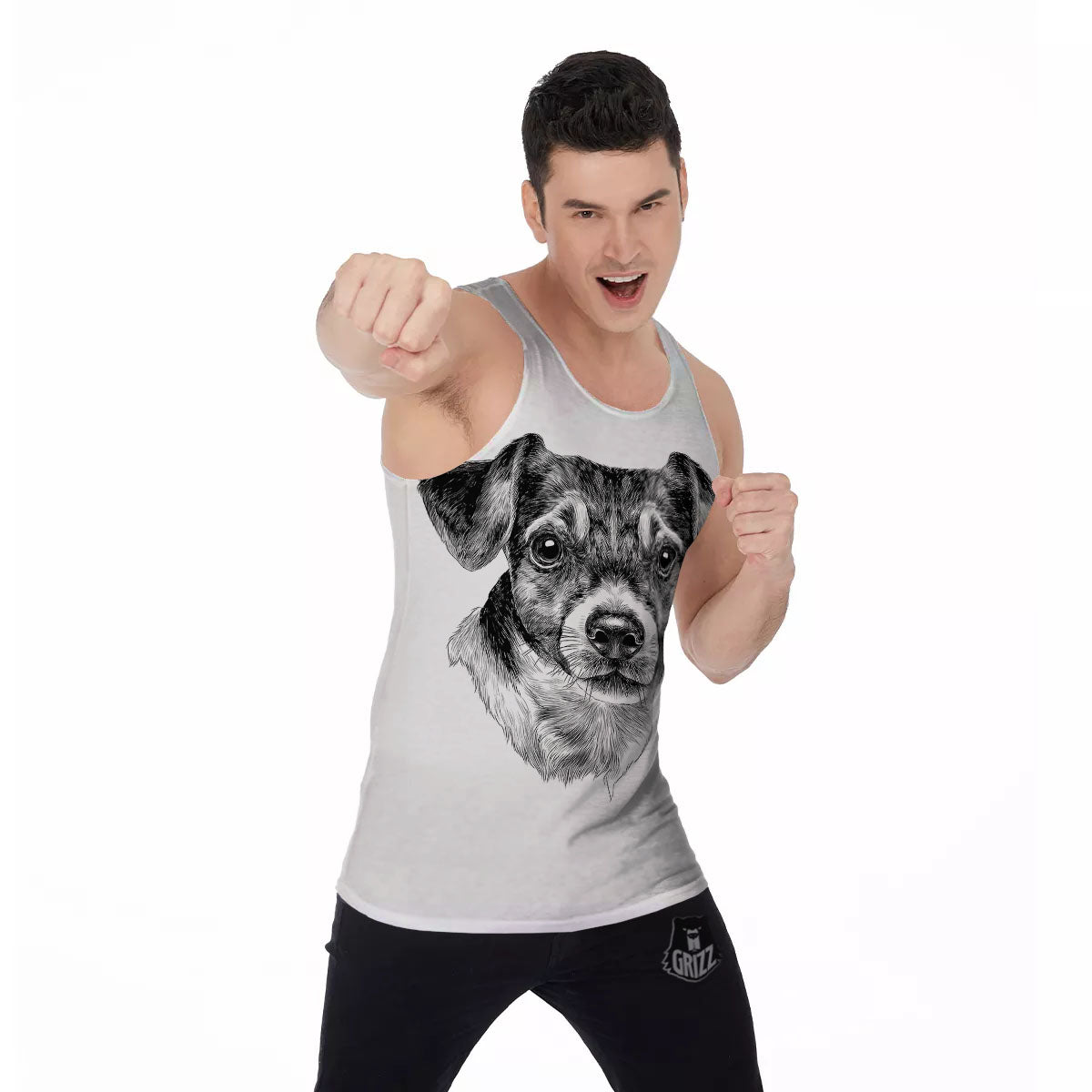 Jack Russell Terrier Drawing Print Men's Tank Top-grizzshop