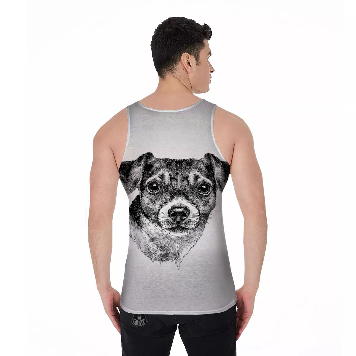 Jack Russell Terrier Drawing Print Men's Tank Top-grizzshop