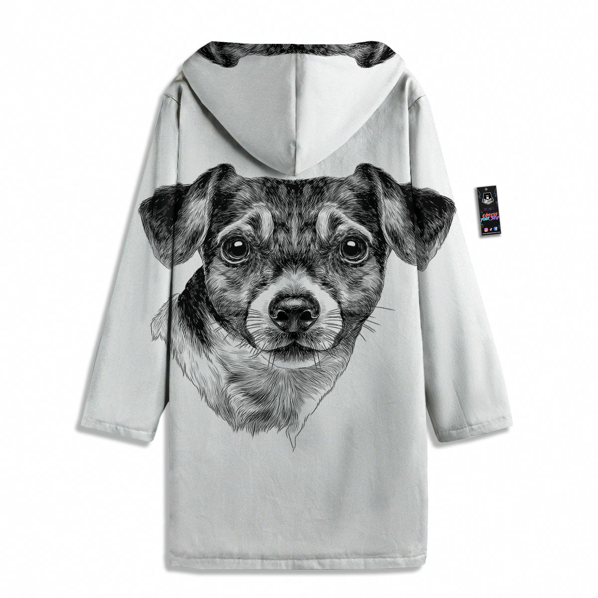 Jack Russell Terrier Drawing Print Men's Windbreaker Jacket-grizzshop