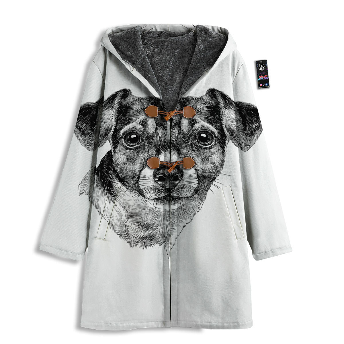 Jack Russell Terrier Drawing Print Men's Windbreaker Jacket-grizzshop