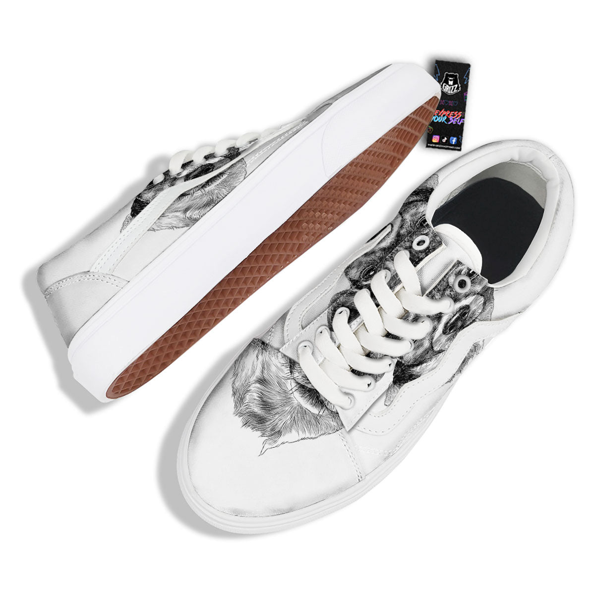 Jack Russell Terrier Drawing Print Skate Shoes-grizzshop